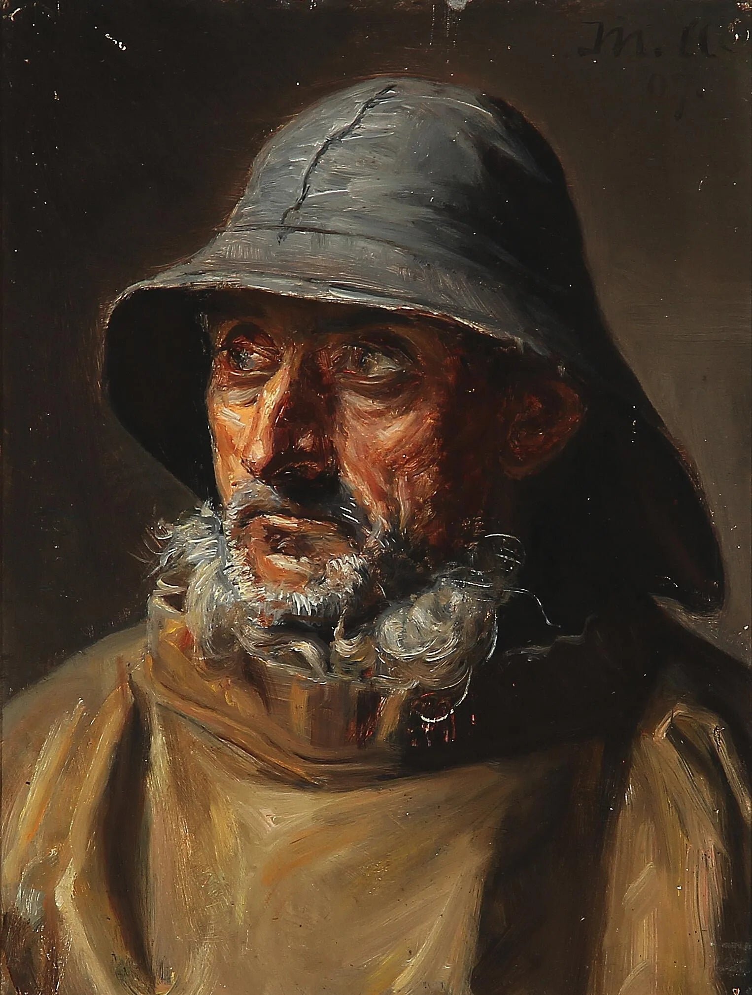 Un pêcheur de Skagen portant un ciré. - Michael Peter Ancher image 1 copie de tableau peinte à la main