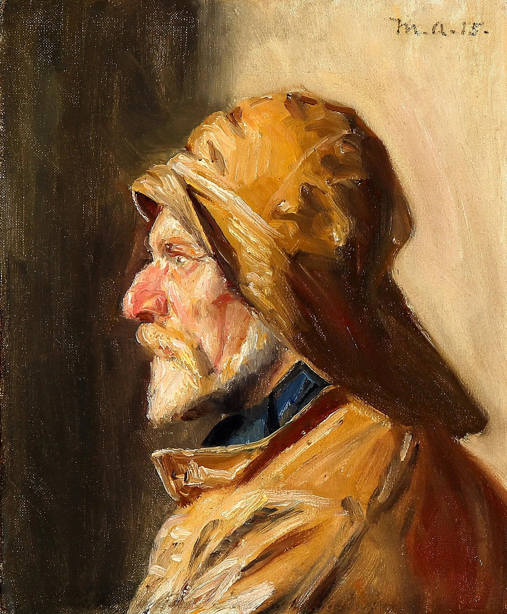Un pêcheur de Skagen de profil. - Michael Peter Ancher image 1 reproduction de peinture à l’huile
