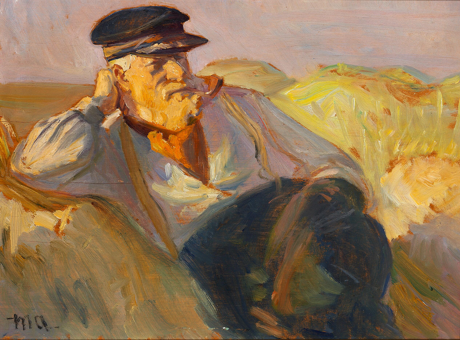 Un pêcheur de Skagen se repose dans les dunes. - Michael Peter Ancher