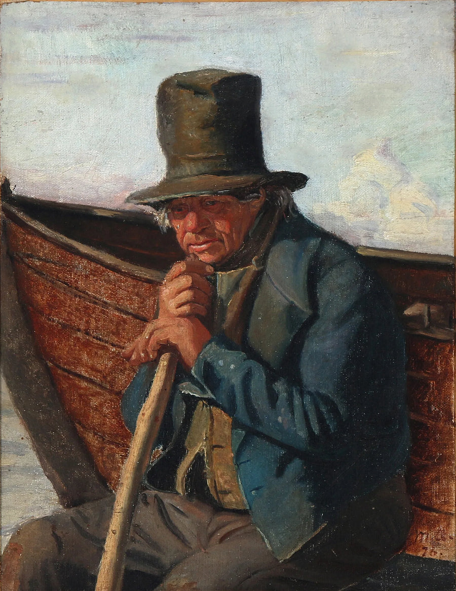 Un pêcheur de Skagen sur son bateau - Michael Peter Ancher
