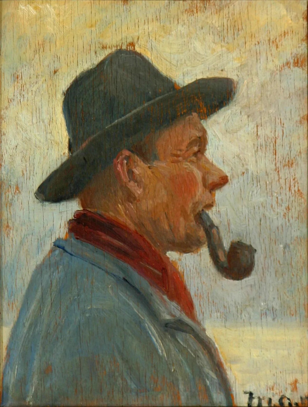Un pêcheur fumant la pipe. (Peinture de M. Ancher) - Michael Peter Ancher image 1 copie peinte à la main à l’huile