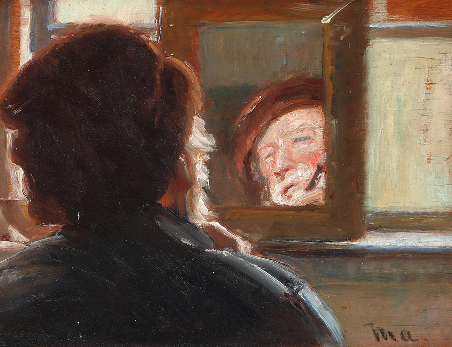 Un pêcheur qui se rase. - Michael Peter Ancher