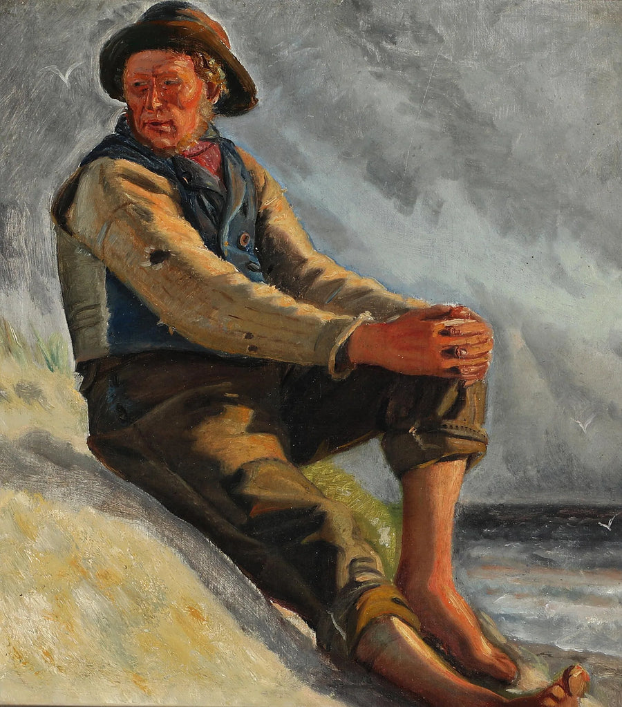 Un pêcheur sur la plage. Croquis. - Michael Peter Ancher