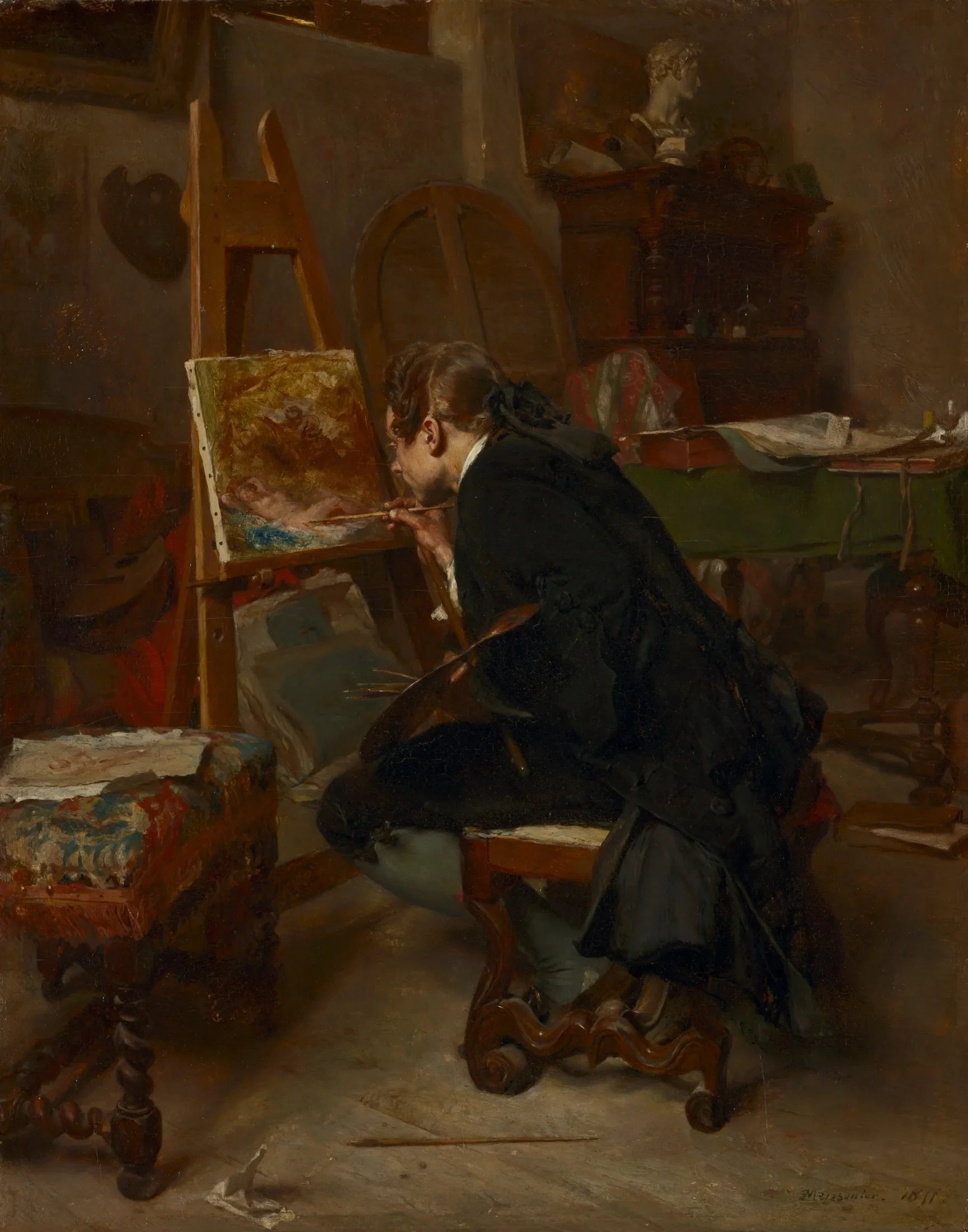 Un peintre - Ernest Meissonier image 1 reproduction artisanale de tableau