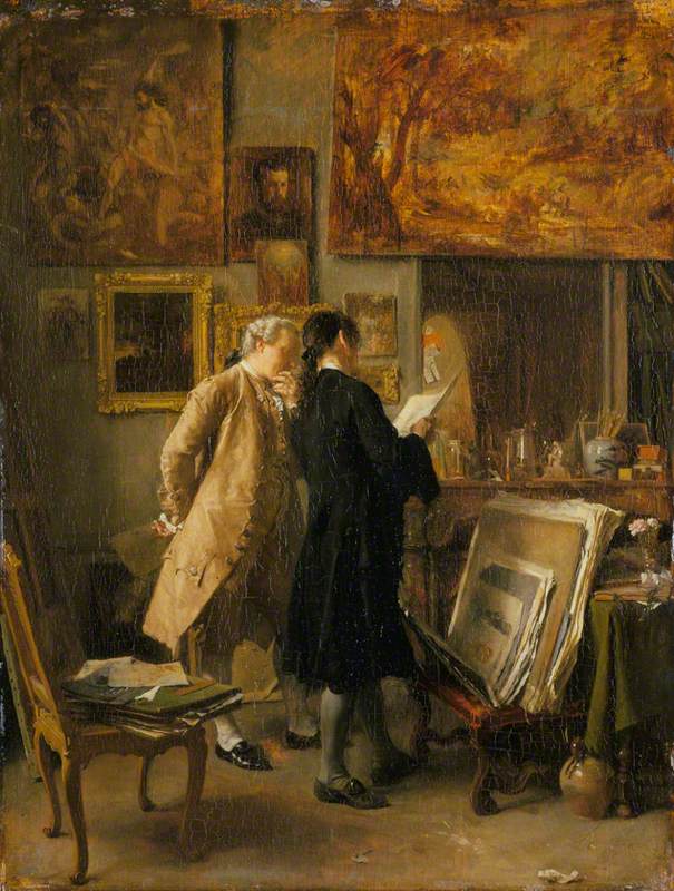 Un peintre montrant des dessins - Ernest Meissonier