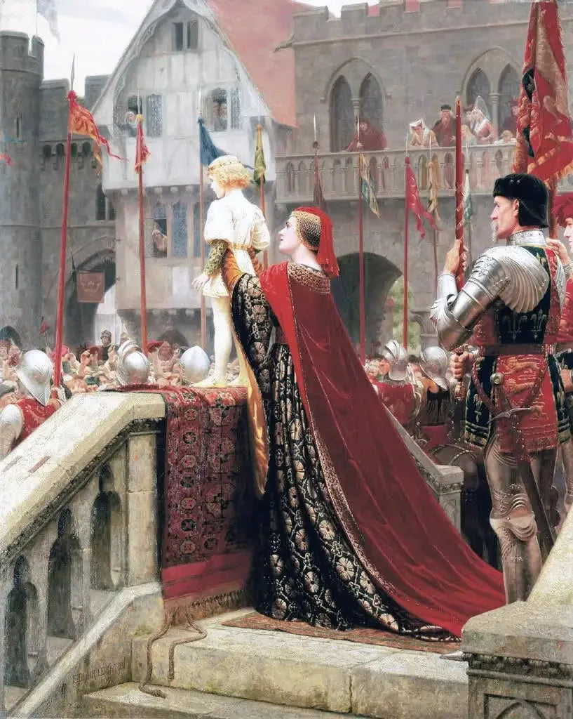 Un Petit Prince susceptible de bénir un trône royal à terme - Edmund Blair Leighton image 1 reproduction de peinture à l’huile