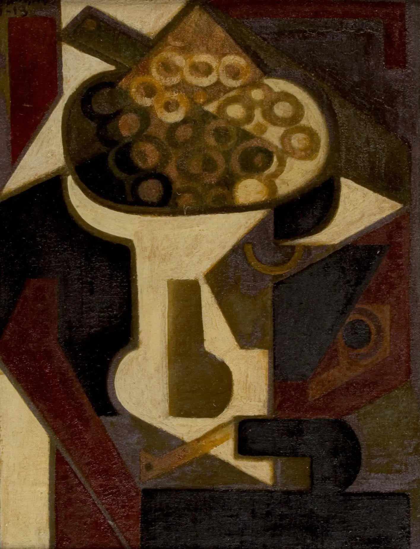 Un plat de raisins et une pipe sur une table - Juan Gris image 1 reproduction d’œuvre d’art à l’huile
