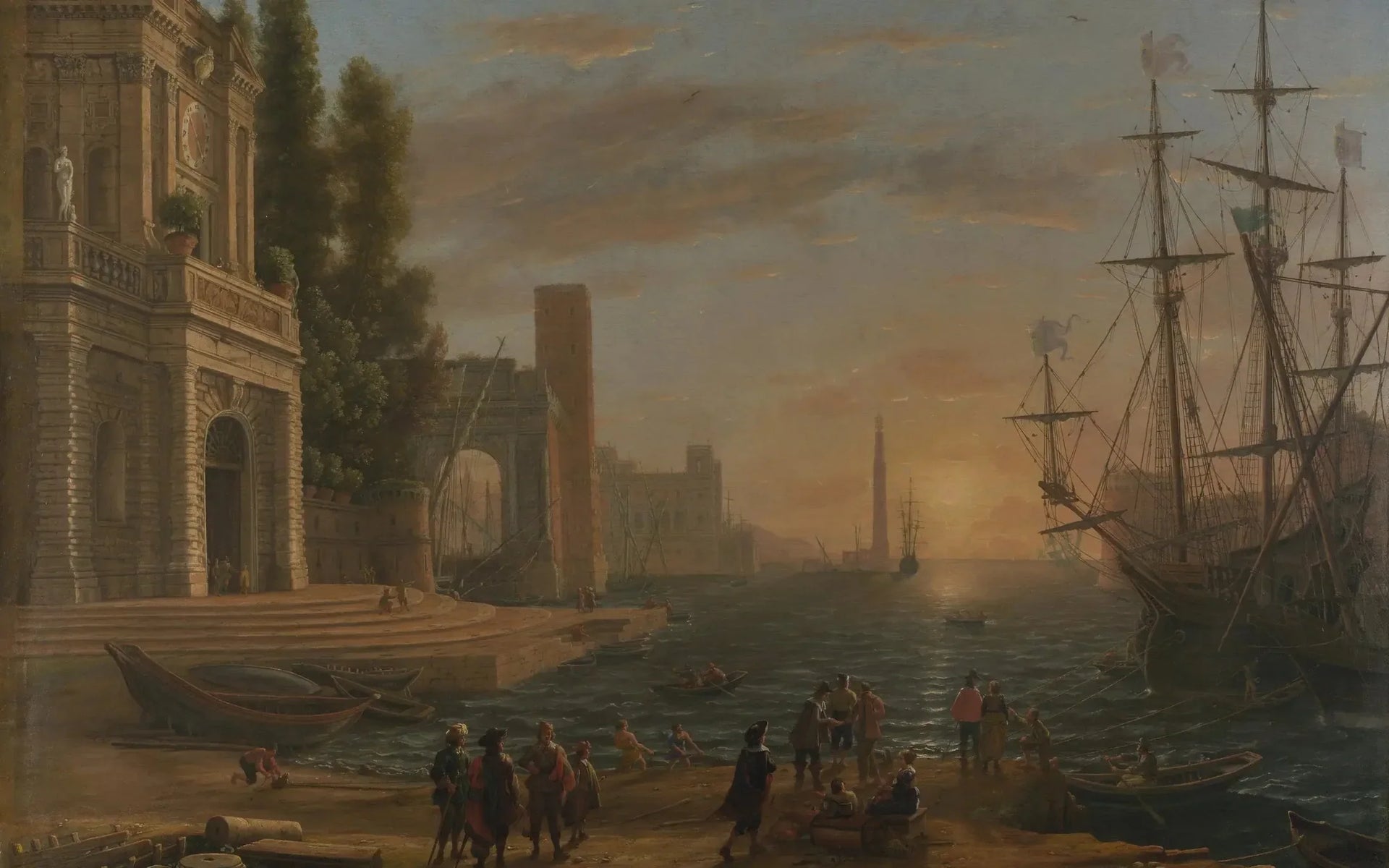 Un port maritime - Claude Lorrain image 1 reproduction de peinture à l’huile