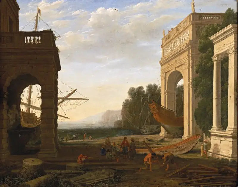 Un port maritime méditerranéen, avec des navires - Claude Lorrain image 1 copie peinte à la main à l’huile