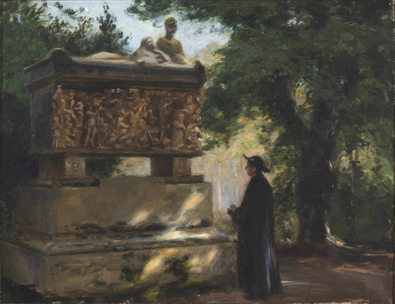 Un prêtre catholique devant un sarcophage - H. A. Brendekilde