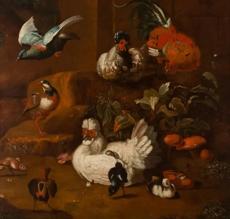 Un rassemblement d'oiseaux - Melchior de Hondecoeter image 1 copie peinte à la main à l’huile