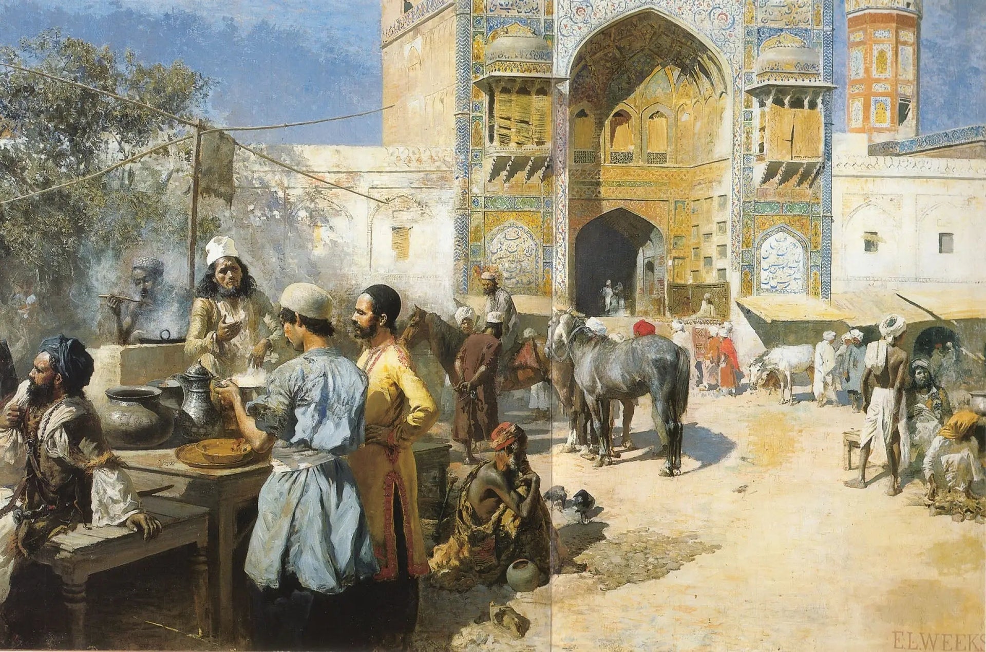 Un restaurant en plein air, Lahore - Edwin Lord Weeks image 1 copie de tableau peinte à la main