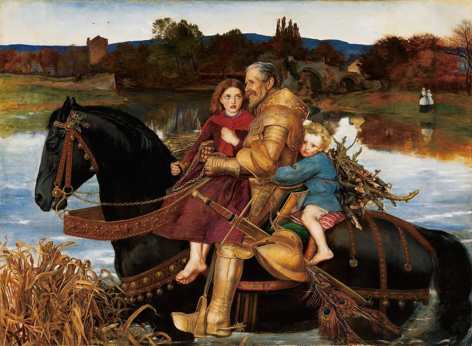 Un rêve du passé : Sir Isumbras au Ford - John Everett Millais image 1 copie de tableau peinte à la main