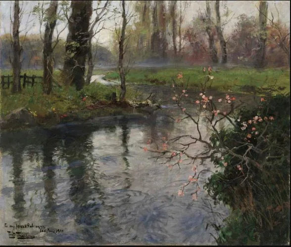 Un ruisseau au printemps - Frits Thaulow image 1 reproduction artisanale de tableau
