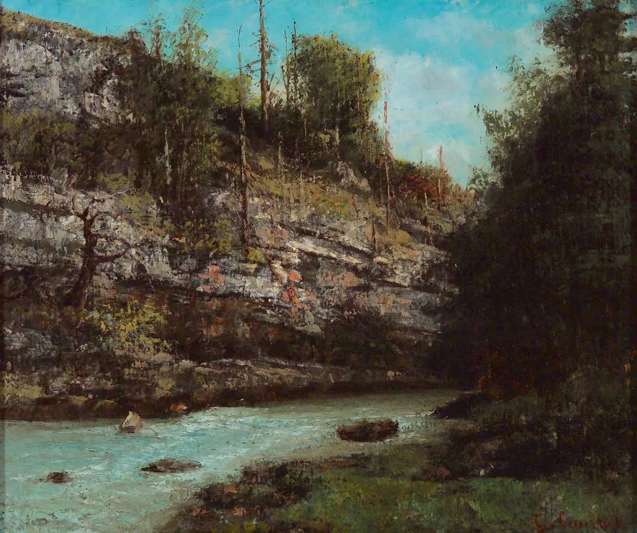 Un ruisseau de montagne - Gustave Courbet image 1 reproduction de peinture à l’huile