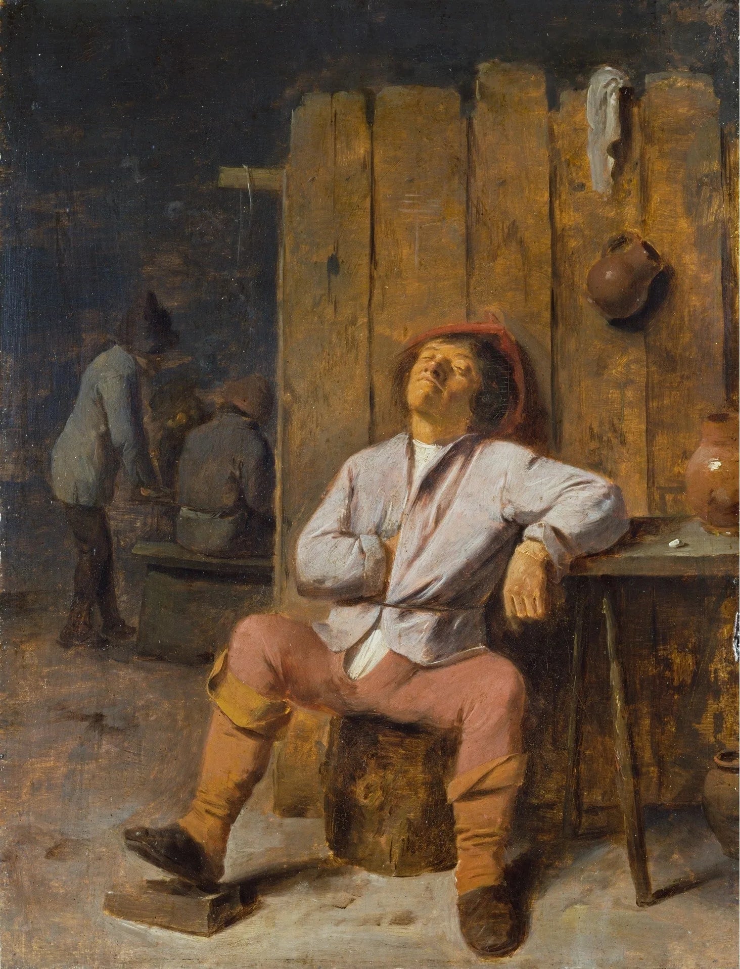 Un rustre endormi - Adriaen Brouwer image 1 reproduction de peinture à l’huile