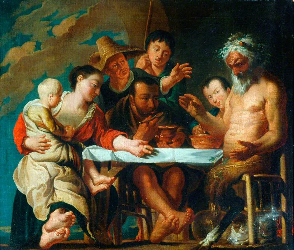Un satyre et des paysans - Jacob Jordaens image 1 reproduction de peinture à l’huile