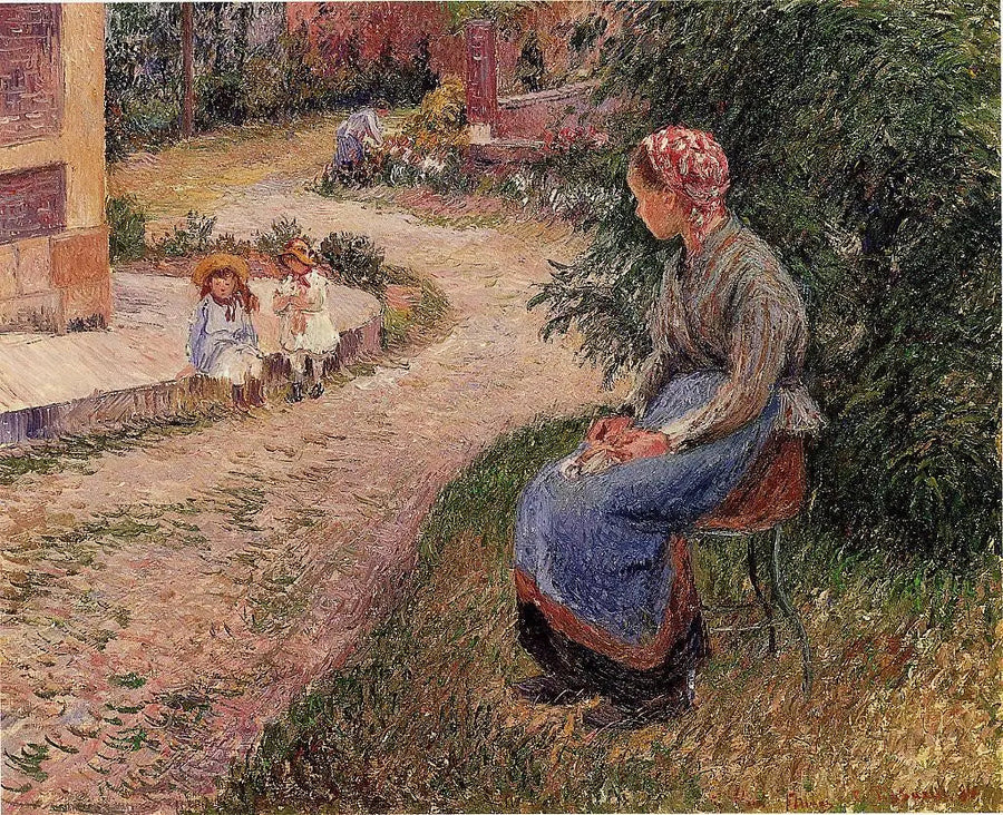 Un serviteur assis dans le jardin d'Eragny - Camille Pissarro