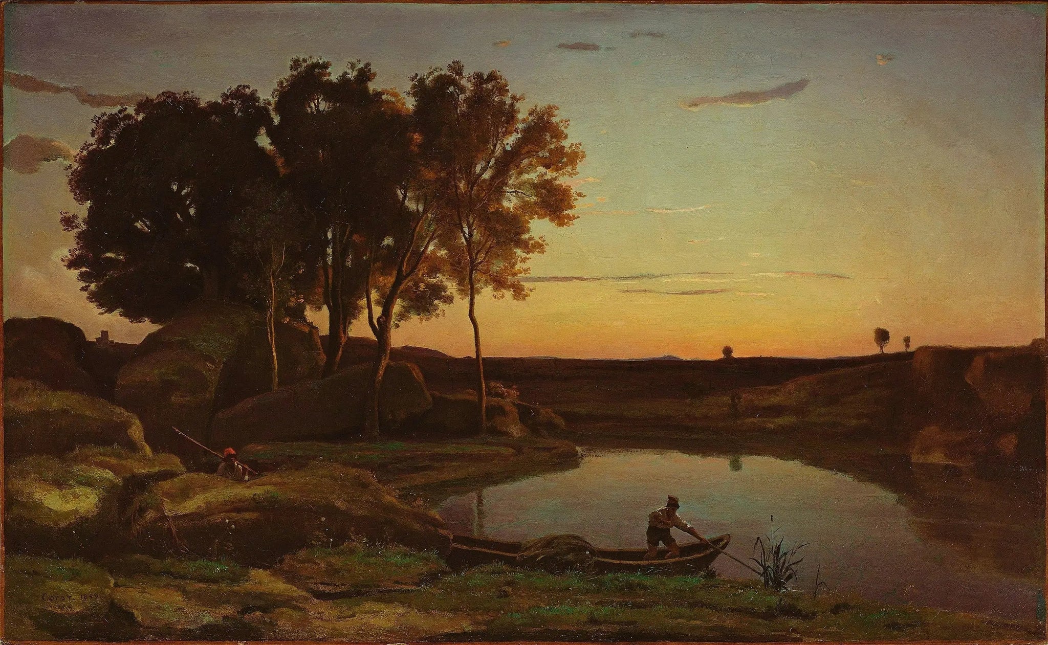 Un soir, paysage - Jean-Baptiste Camille Corot image 1 copie peinte à la main à l’huile