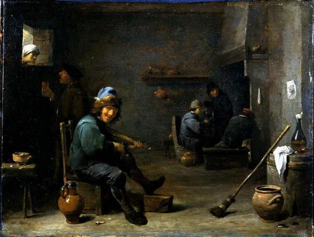 Un violoniste dans une taverne - David Teniers le Jeune image 1 reproduction de peinture à l’huile