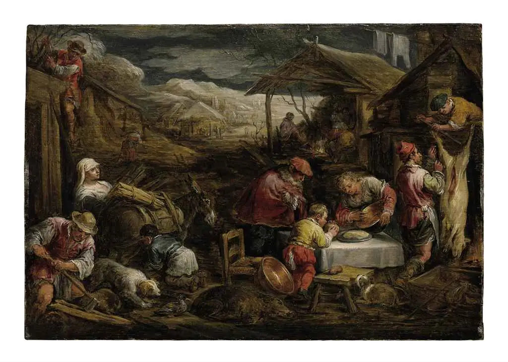 Une allégorie de l'hiver - David Teniers le Jeune image 1 reproduction artisanale de tableau
