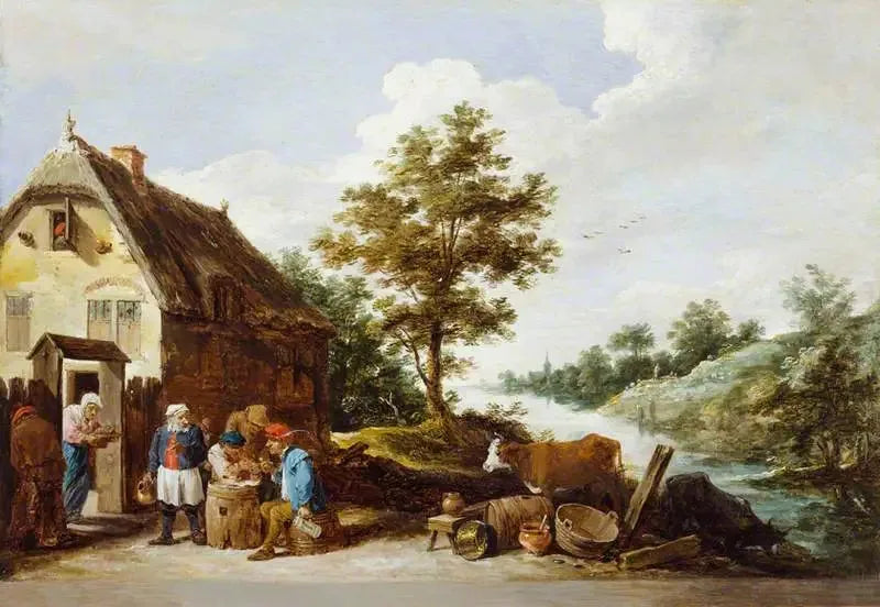 Une auberge au bord de la rivière - David Teniers le Jeune image 1 reproduction d’œuvre d’art à l’huile