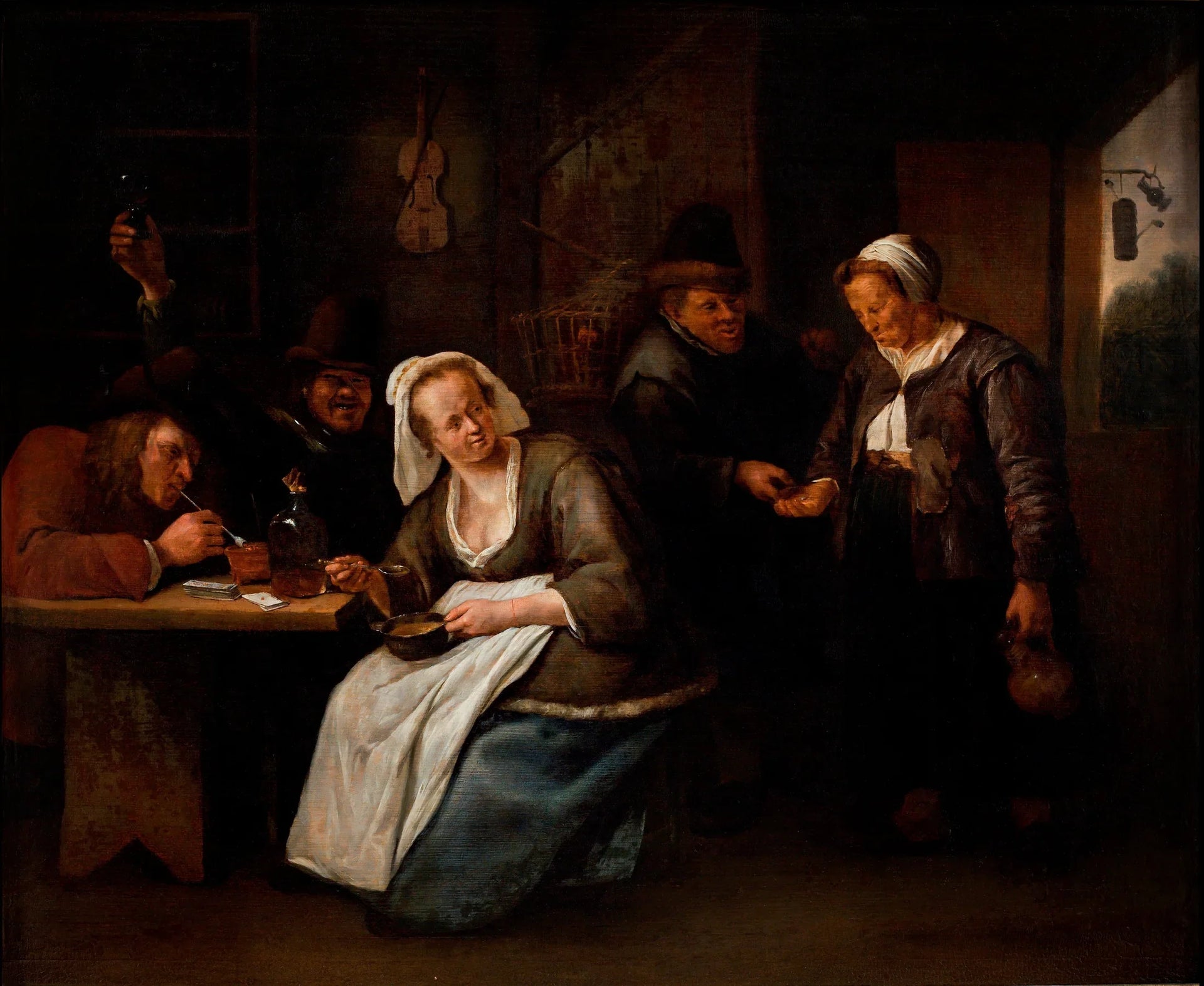 Une auberge de campagne - Jan Steen image 1 copie peinte à la main à l’huile