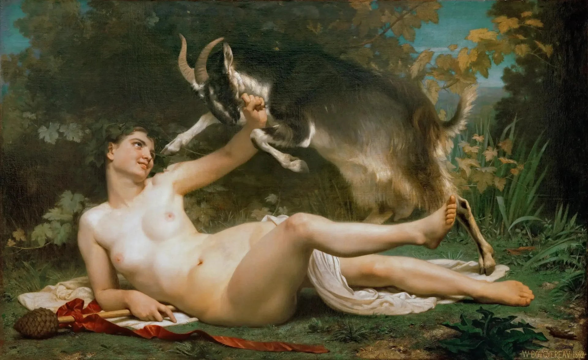 Une bacchante - Bouguereau image 1 copie peinte à la main à l’huile