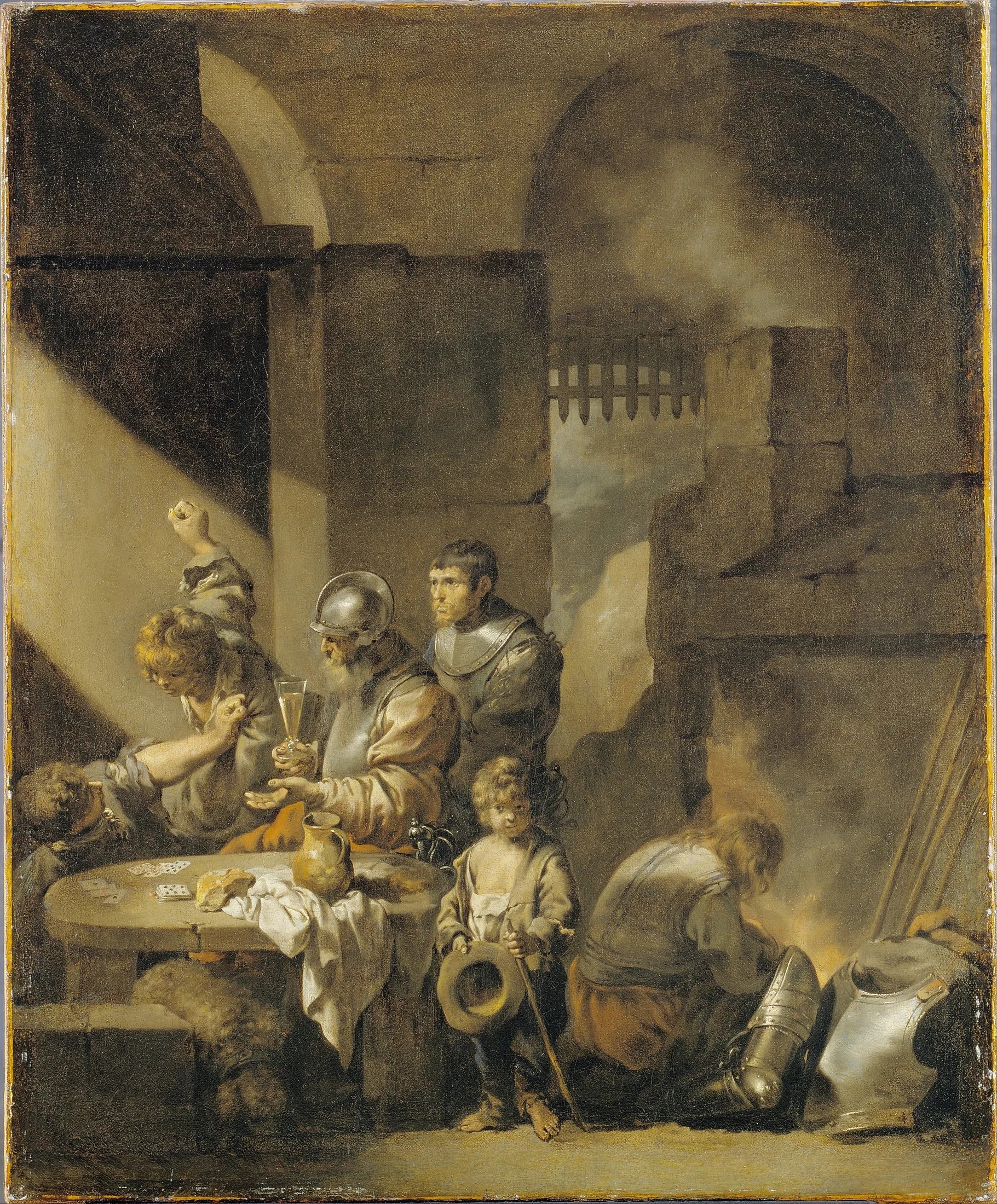 Une bagarre dans une salle de garde - Sébastien Bourdon image 1 reproduction réalisée par Alpha Reproduction