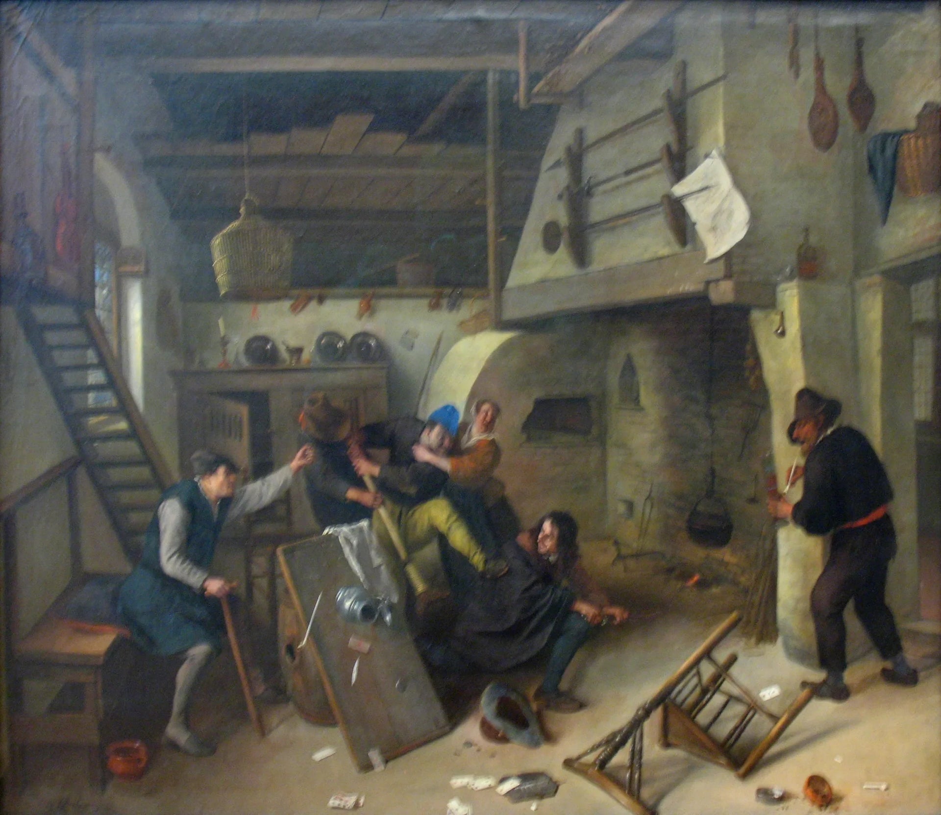 Une bagarre entre joueurs de cartes dans une taverne - Jan Steen image 1 tableau peint à l’huile sur toile