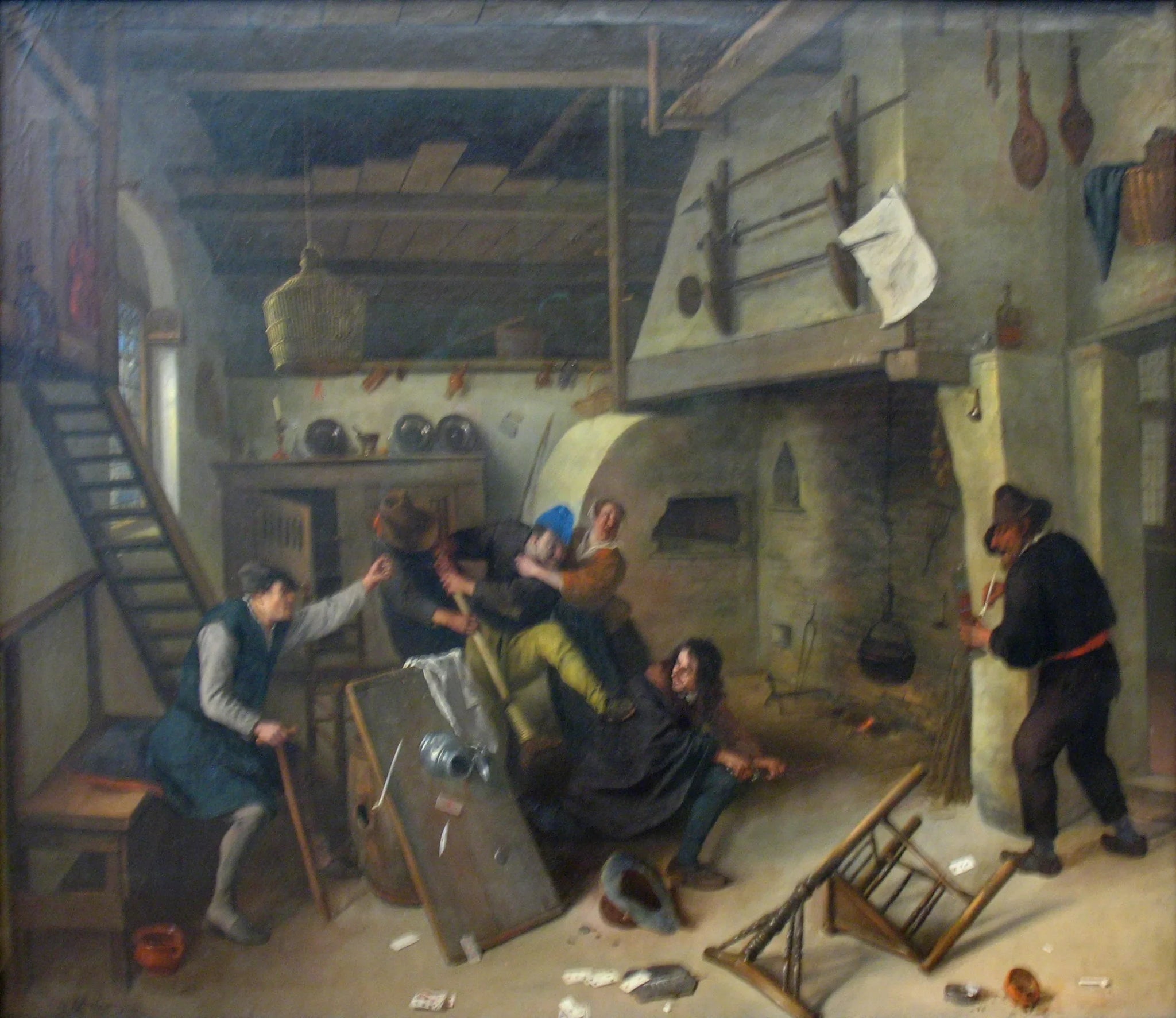 Une bagarre entre joueurs de cartes dans une taverne - Jan Steen image 1 tableau peint à l’huile sur toile