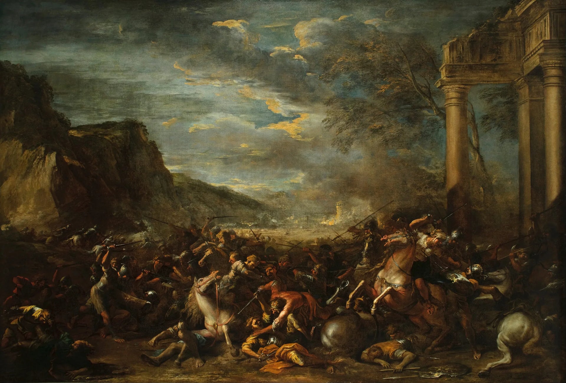 Une bataille de cavalerie - Salvator Rosa image 1 copie peinte à la main à l’huile