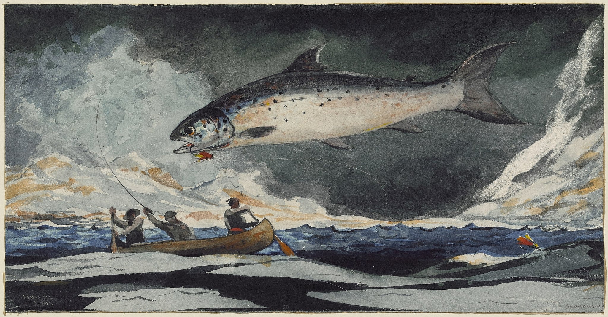 Une bonne piscine, rivière Saguenay - Winslow Homer image 1 copie peinte à la main à l’huile