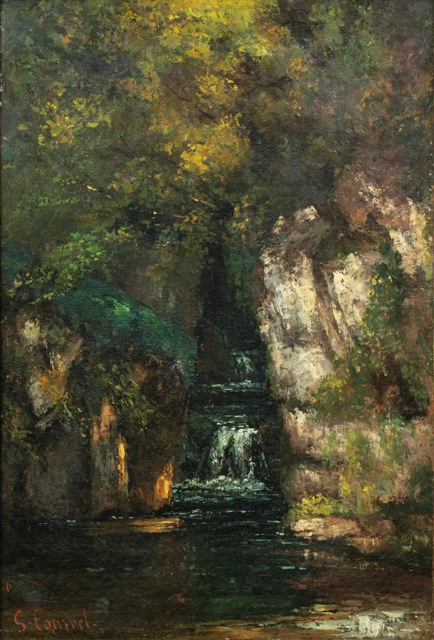 Une cascade près d'Ornans - Gustave Courbet image 1 reproduction artisanale de tableau