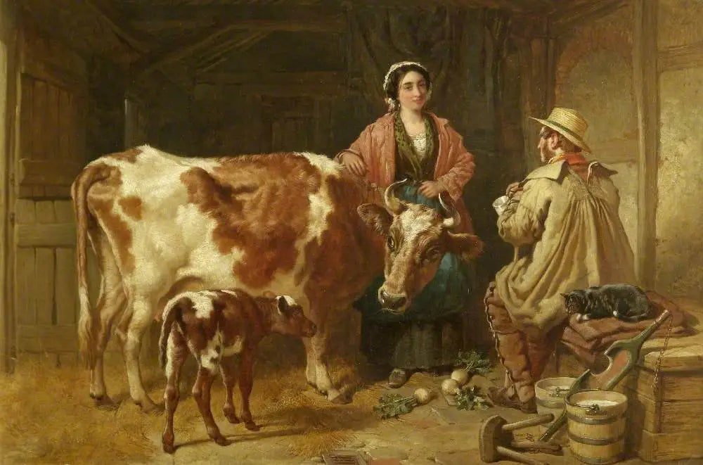 Une conversation avec la laitière - John Frederick Herring, Sr. image 1 reproduction artisanale de tableau