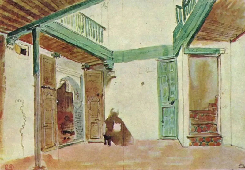 Une cour à Tanger - Eugène Delacroix