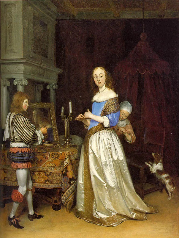 Une Dame à sa toilette - Gerard ter Borch image 1 copie de tableau peinte à la main