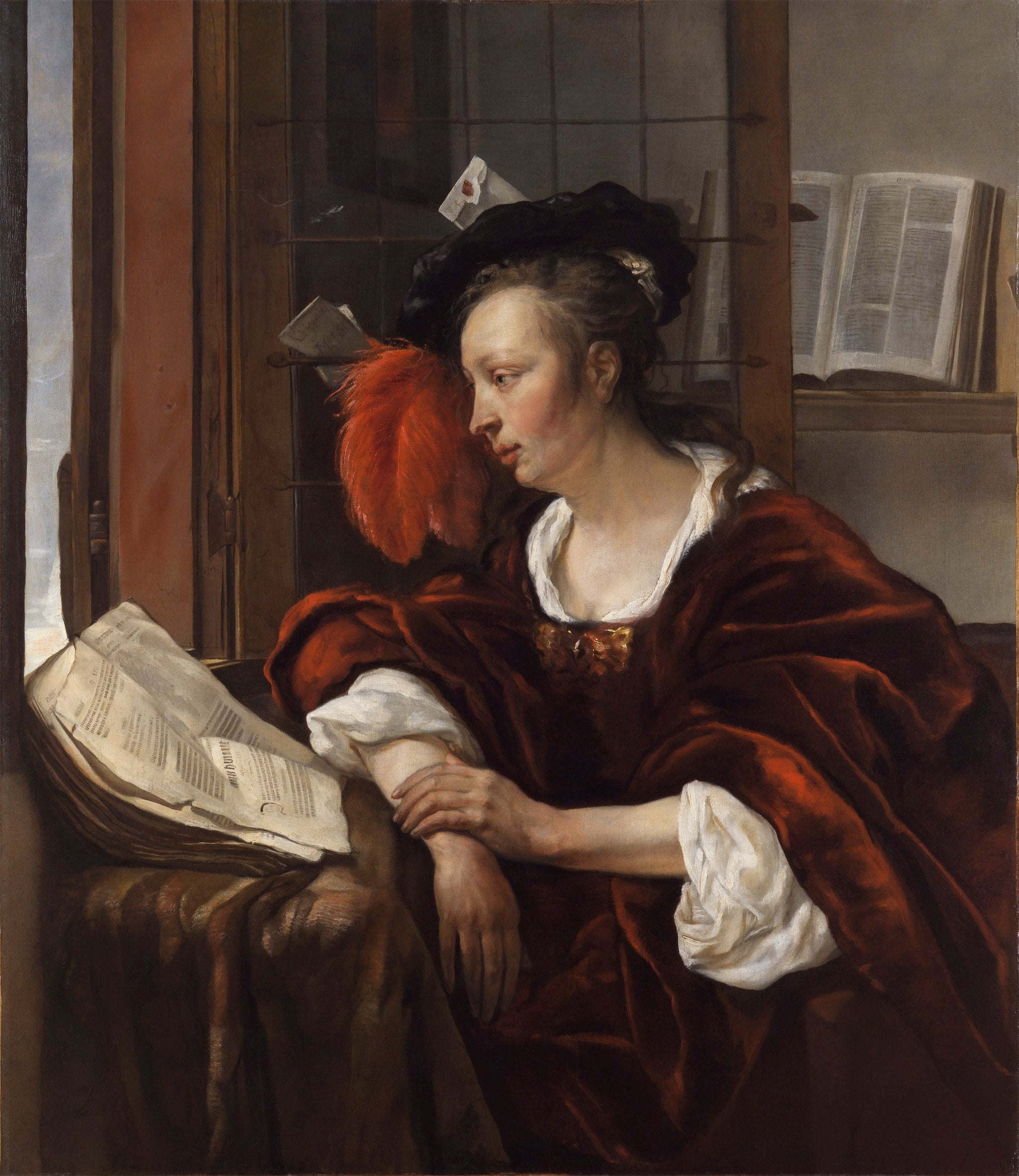 Une dame élégante lisant - Gabriel Metsu image 1 reproduction réalisée par Alpha Reproduction