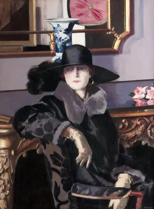 Une dame en noir - Francis Cadell image 1 reproduction artisanale de tableau