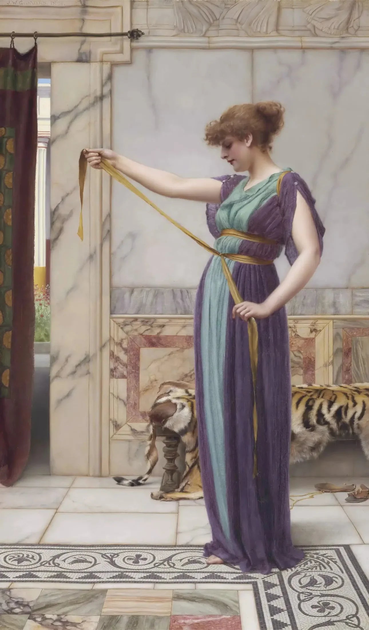 Une dame pompéienne - John William Godward image 1 reproduction artisanale de tableau