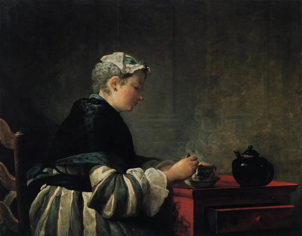 Une dame prenant le thé - Jean Siméon Chardin image 1 tableau peint à l’huile sur toile