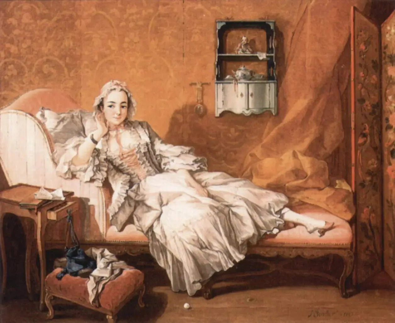 Une dame sur son lit de repos - François Boucher image 1 tableau peint à l’huile sur toile