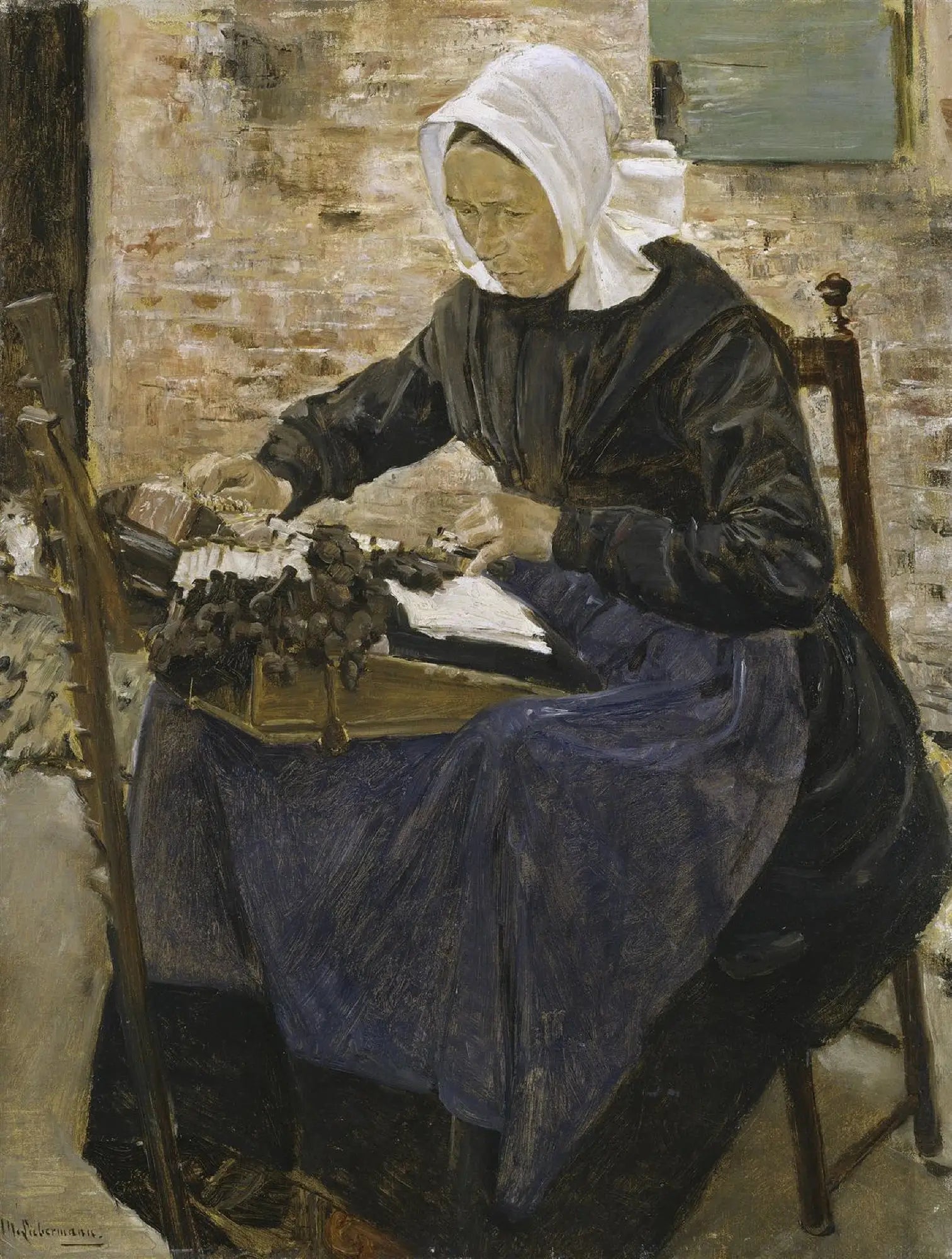 Une dentellière hollandaise - Max Liebermann image 1 reproduction de peinture à l’huile