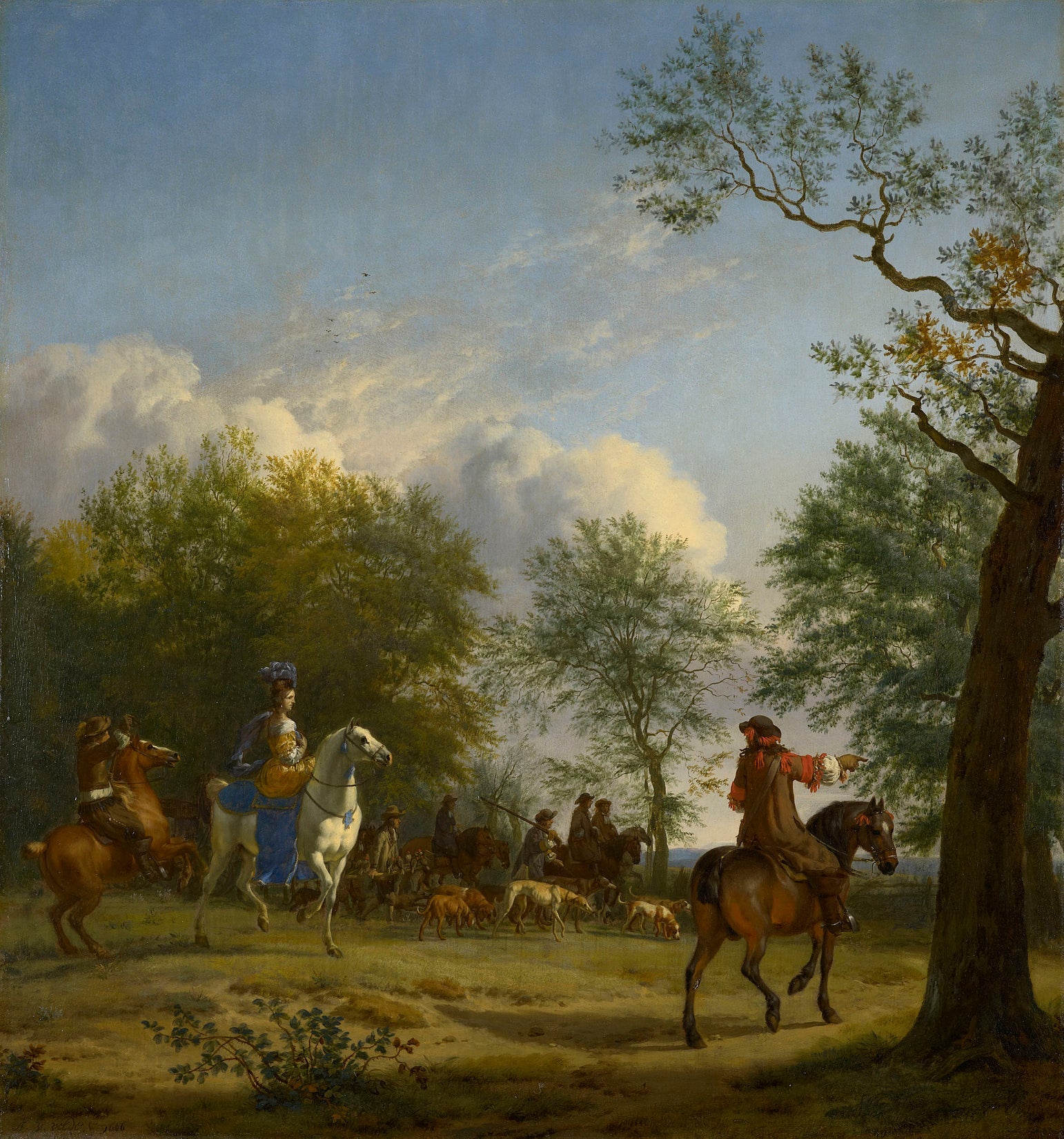 Une expédition de fauconnerie en route - Adriaen van de Velde image 1 copie peinte à la main à l’huile