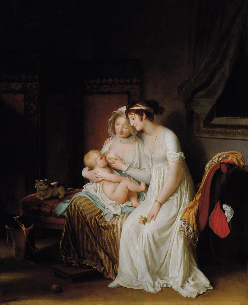 La Mère nourrice avec enfant et chat - Marguerite Gérard