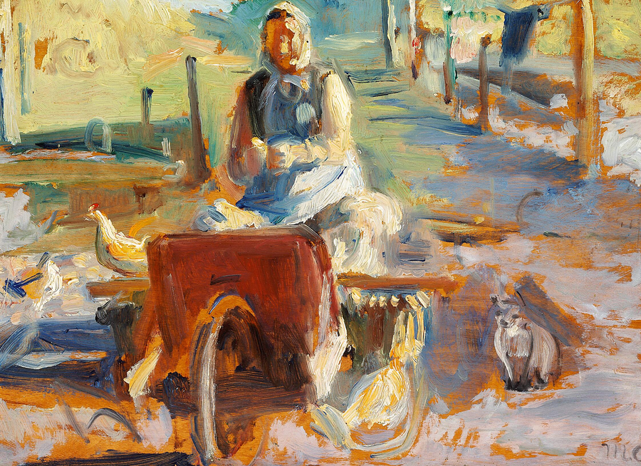 Une femme de Skagen avec un chat et des poules. - Michael Peter Ancher