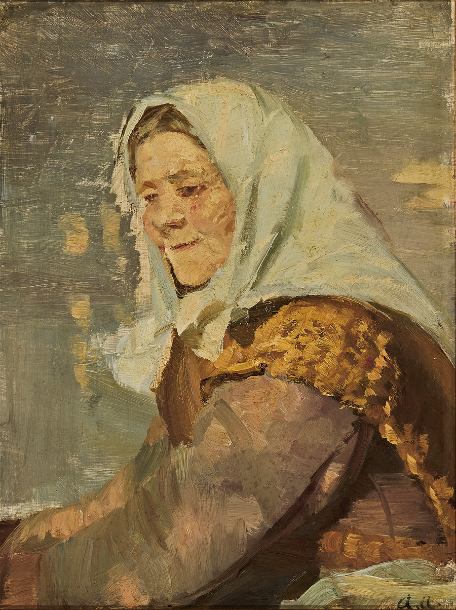 Une femme de Skagen portant un foulard blanc. - Anna Ancher