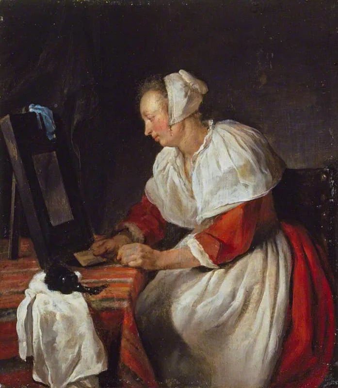 Une femme devant son miroir - Gabriel Metsu image 1 tableau peint à l’huile sur toile