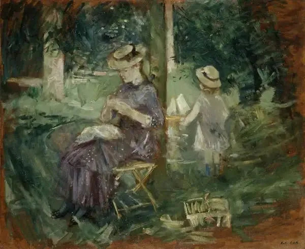 Une femme et un enfant dans un jardin - Berthe Morisot image 1 reproduction artisanale de tableau