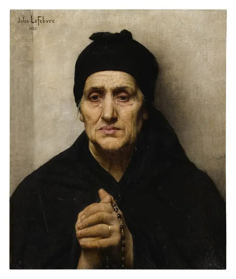 Une femme grecque âgée - Jules Lefebvre image 1 reproduction artisanale de tableau